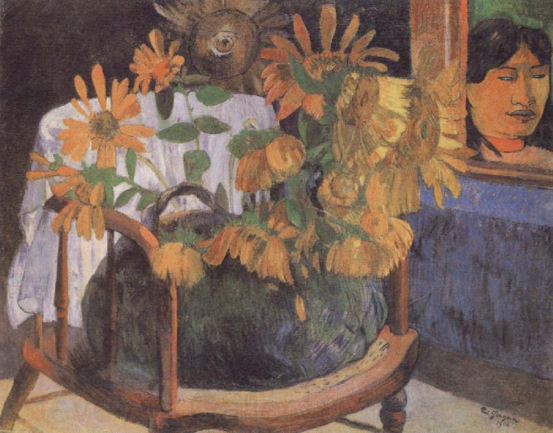 Paul Gauguin Sunflowers on a chair Norge oil painting art